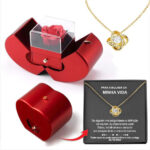 Red Apple Jewelry Box with Eternal Rose & Necklace – Gift for Her - Image 4
