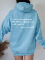 “Dear Person Behind Me” Inspirational Plush Hoodie - Image 7
