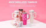40 Oz Insulated Stainless Steel Tumbler with Handle & Straw - Image 10