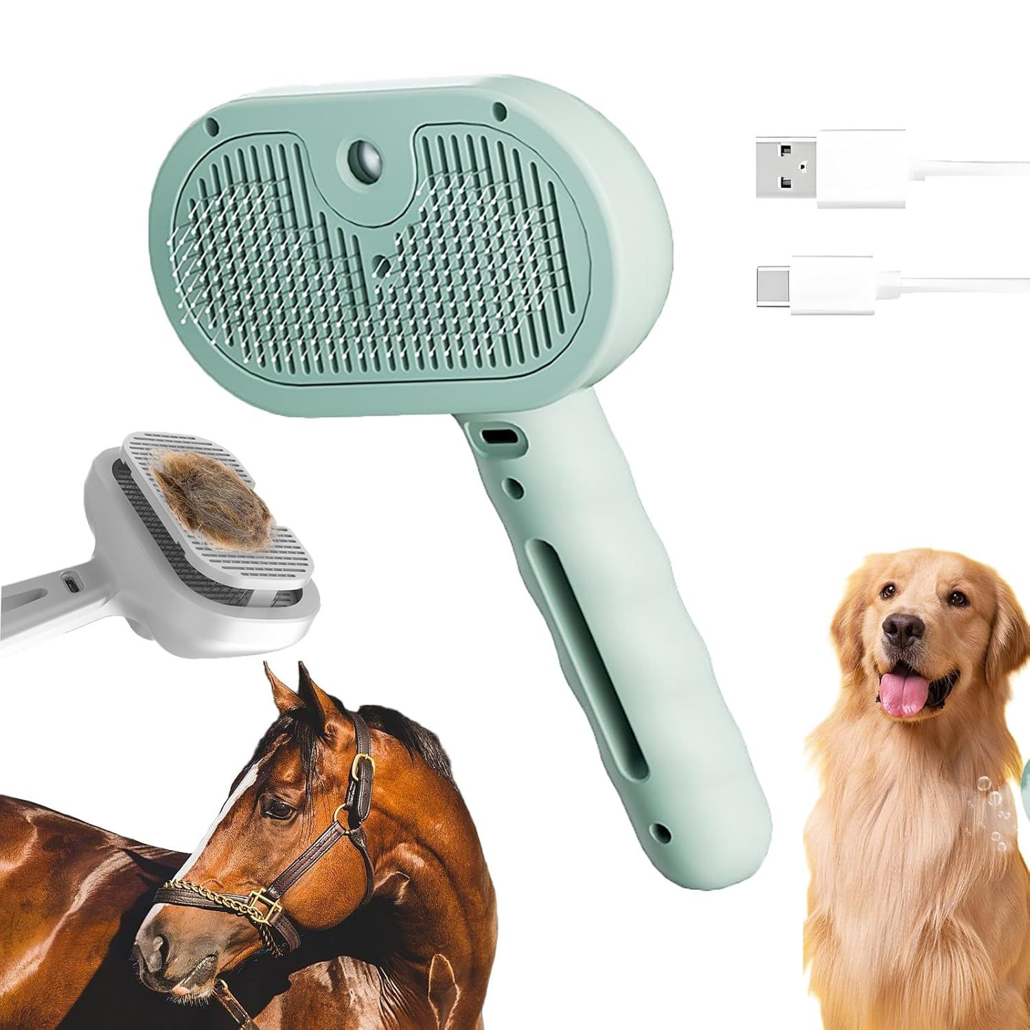 9aa865fa-878d-43b7-b556-c53c2f6393d0.jpg Self-Cleaning Steam Pet Brush with Silicone Bristles - Image 1